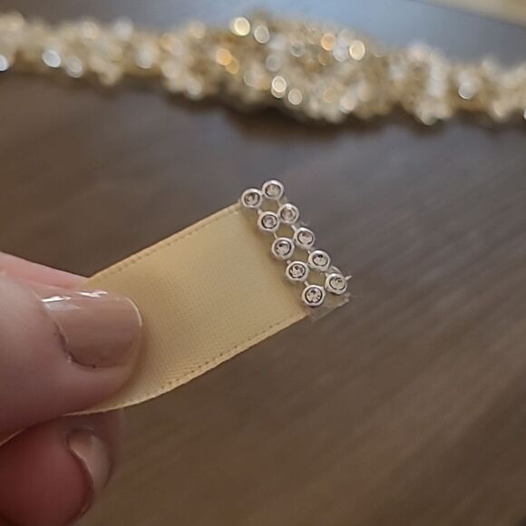 Black Friday Deals ◇Elegant Rose Gold Elaborate Rhinestone Floral Thin Sash Belt - Picture 6 of 9